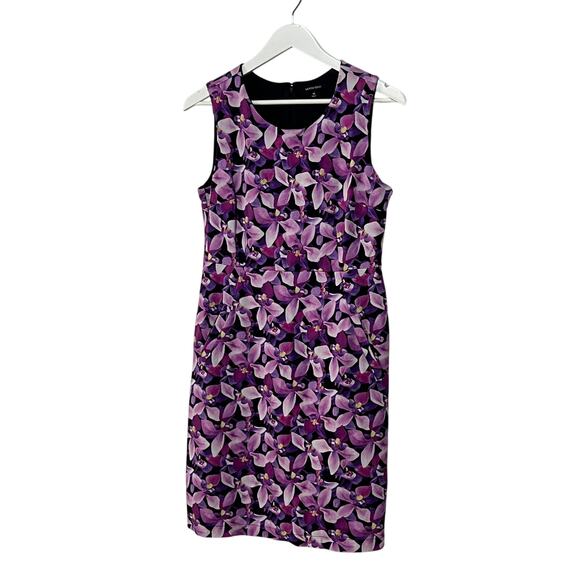 Lands' End Womens 10 Dress Knee Length Sleeveless Purple Iris Floral Stretch - Picture 3 of 12